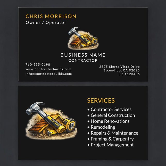 Carte De Visite Services de Entrepreneur Noir Professionnel (Créateur téléchargé)