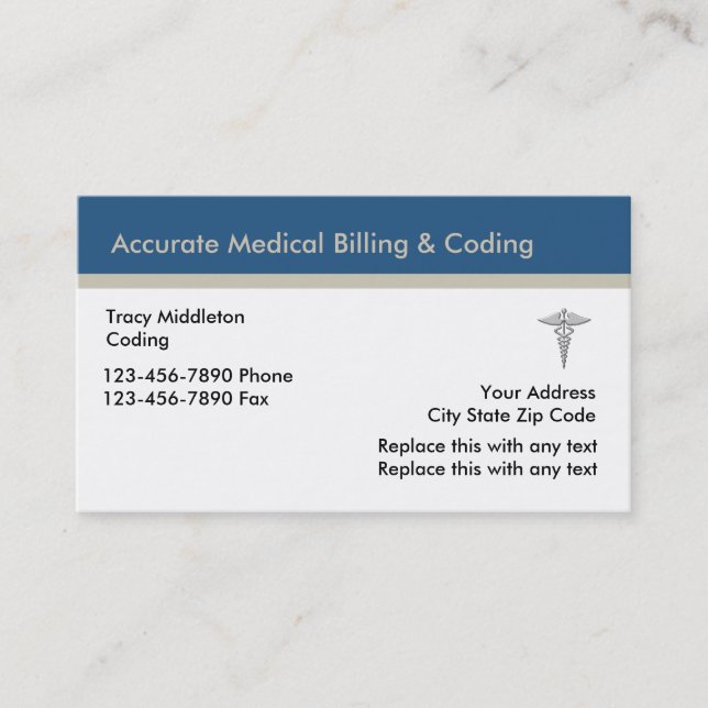 Carte De Visite Services de facturation et de codage médicaux (Devant)