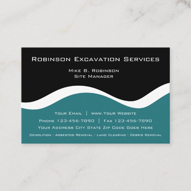 Carte De Visite Services de fouilles de construction moderne (Devant)