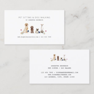 Carte De Visite Services de garde d'animaux à l'aquarelle et de pr