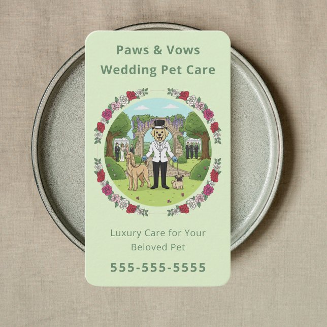 Carte De Visite Services de garde d'animaux de mariage floraux (Créateur téléchargé)
