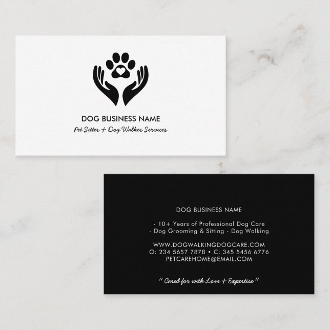 Carte De Visite Services de gardiennage d'animaux de compagnie élé (Devant / Derrière)