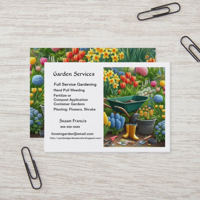 Carte De Visite Services de jardin / Maître jardinier (Devant/Arrière en situation)