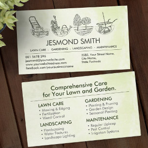 Carte De Visite Services de jardinage - Illustration à la main