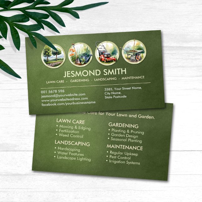 Carte De Visite Services de jardinage - Illustration à main (Créateur téléchargé)