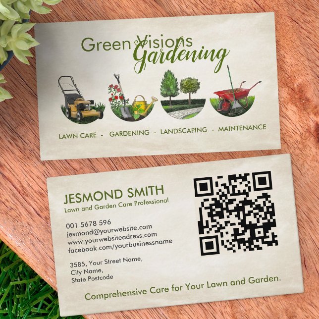 Carte De Visite Services de jardinage - Illustration à main (Créateur téléchargé)