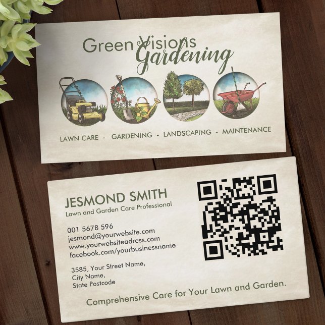 Carte De Visite Services de jardinage - Illustration à main (Créateur téléchargé)
