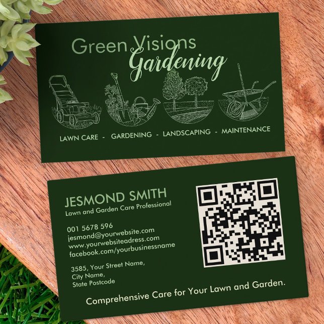 Carte De Visite Services de jardinage - Illustration dessinée à la (Créateur téléchargé)