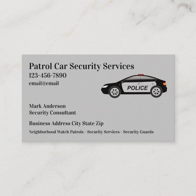 Carte De Visite Services de la police de sécurité (Devant)