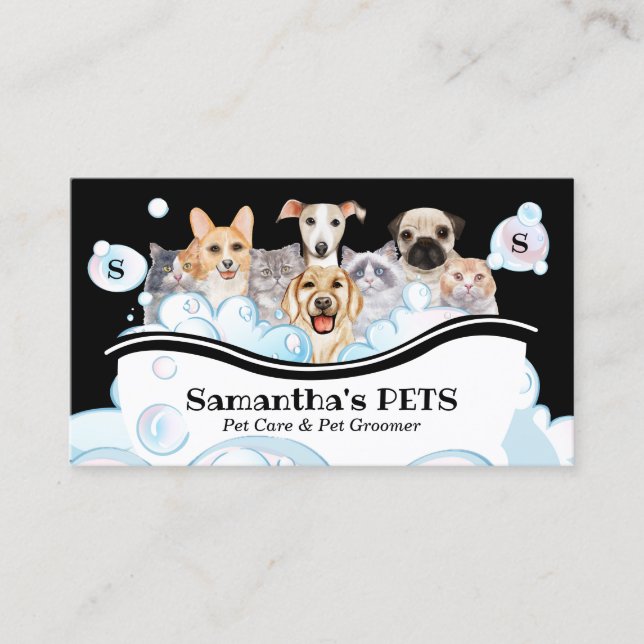 Carte De Visite Services de l'agence de soins pour animaux Bubble (Devant)