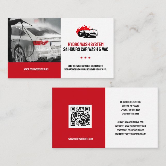 Carte De Visite Services de lavage à main | Lavage de voiture (Devant / Derrière)