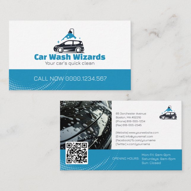 Carte De Visite Services de lavage de voiture | Professionnel (Devant / Derrière)
