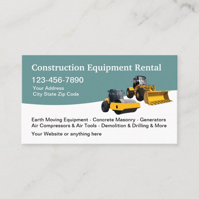 Carte De Visite Services de location d'équipement de construction (Devant)