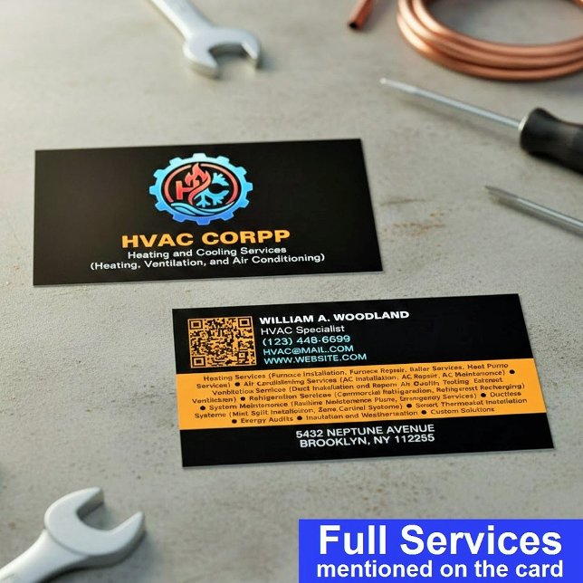 Carte De Visite Services de logo de chauffage et de climatisation  (Créateur téléchargé)