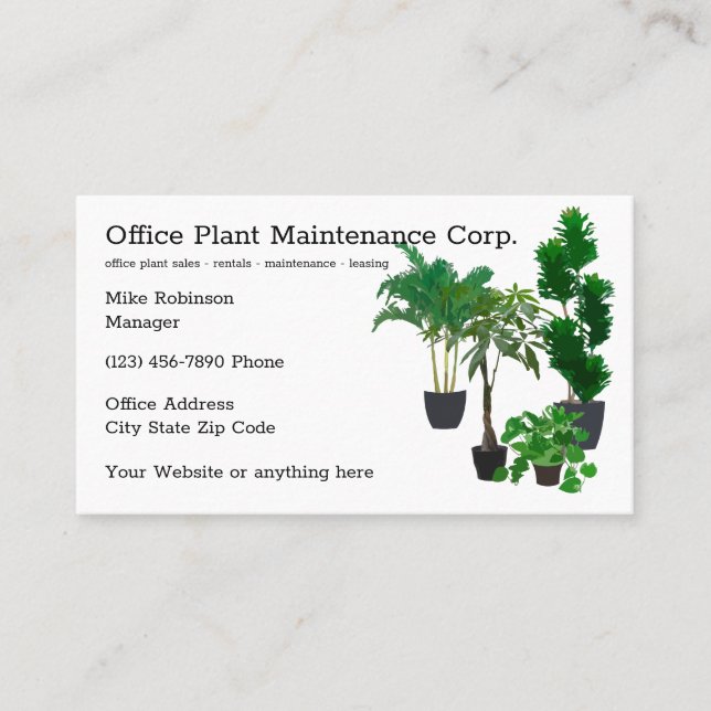 Carte De Visite Services de maintenance des Plantes de bureau (Devant)