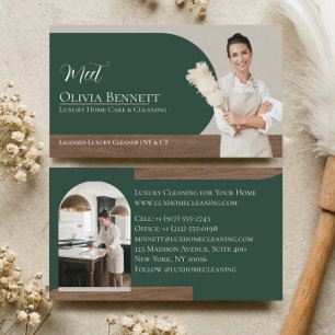 Carte De Visite Services de Ménage de Maison de Luxe Photo Vert