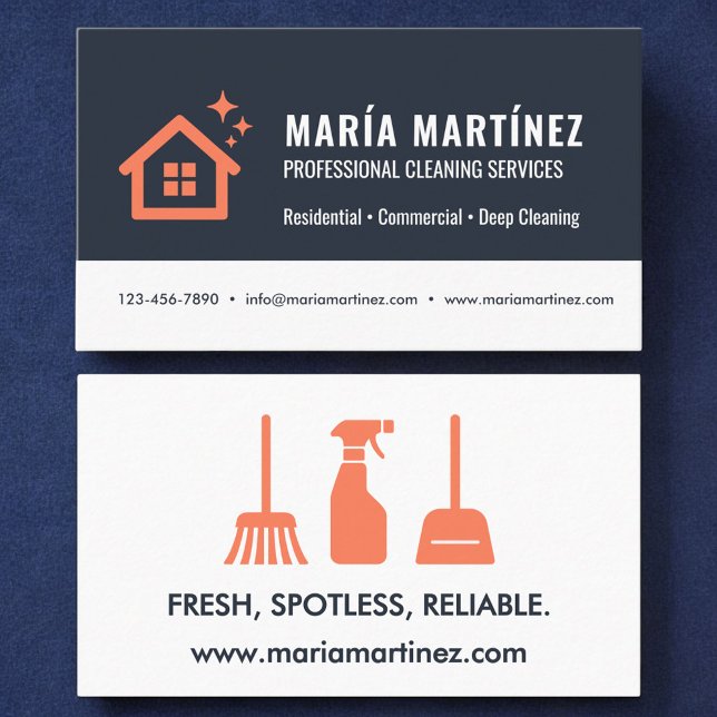 Carte De Visite Services de ménage et de nettoyage (Créateur téléchargé)