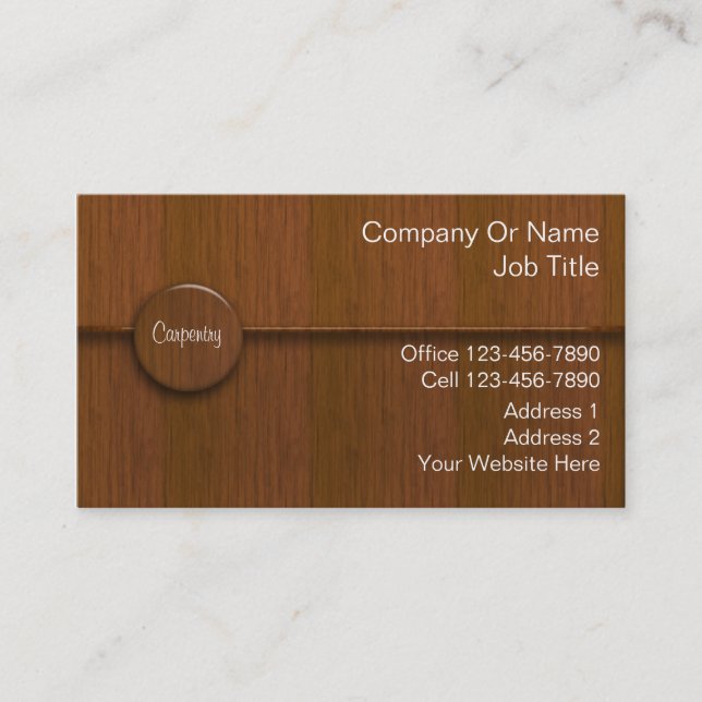 Carte De Visite Services de menuiserie aspect grain de bois (Devant)