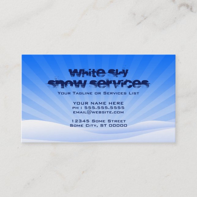 Carte De Visite services de neige blanche (Devant)