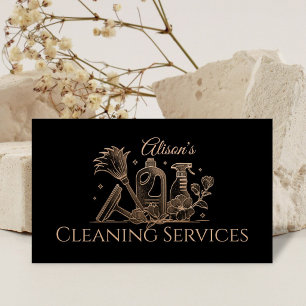 Carte De Visite Services de nettoyage - Art floral Rose Gold Luxe