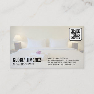 Carte De Visite Services de nettoyage   Chambre d'hôtel   Code QR