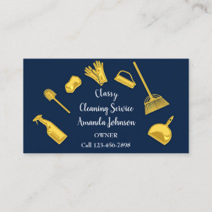 Carte De Visite Services de nettoyage classique Logo Gold Maid Nav