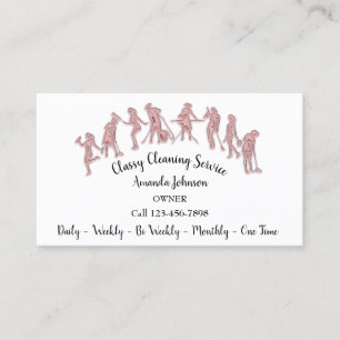 Carte De Visite Services de nettoyage classique Logo Rose Maid Whi