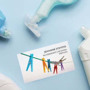 Carte De Visite Services de nettoyage Clothesline Photo Moderne Ma