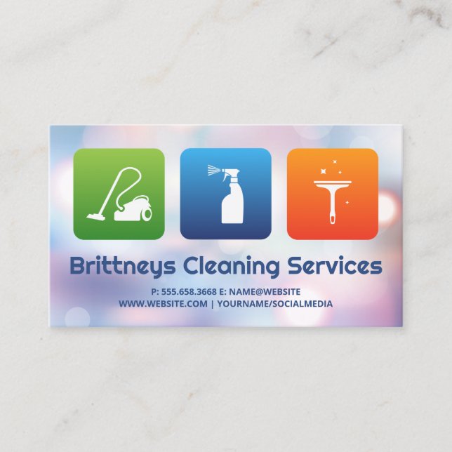 Carte De Visite Services de nettoyage | Collier bleu Janitorial (Devant)