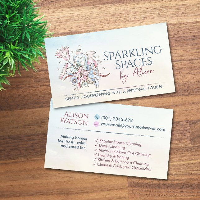 Carte De Visite Services de nettoyage - Conception de style aquare (Créateur téléchargé)