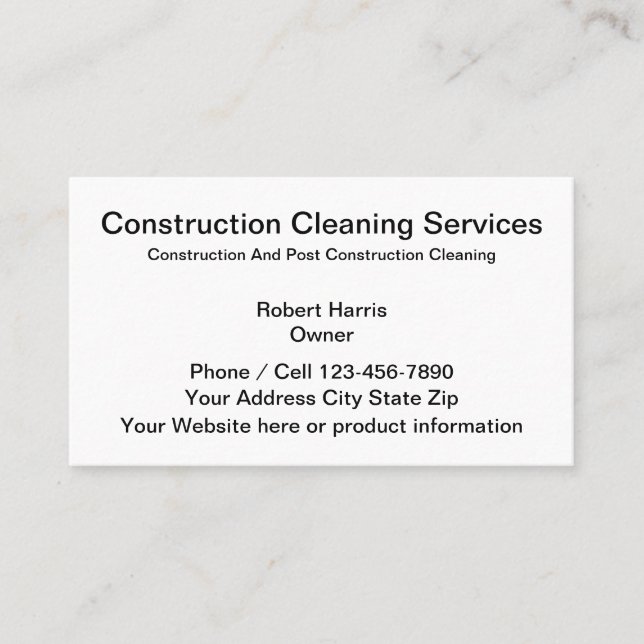 Carte De Visite Services de nettoyage de construction (Devant)