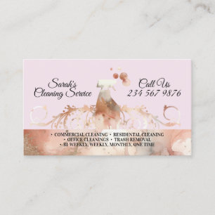Carte De Visite Services de nettoyage de femme de chambre chic ros