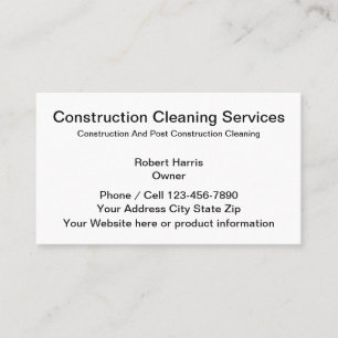 Carte De Visite Services de nettoyage de la construction