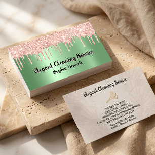 Carte De Visite Services de nettoyage de luxe Rose Elegant Maid &
