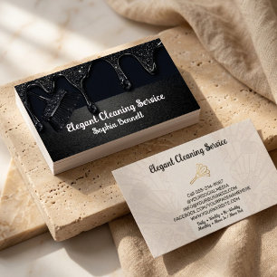 Carte De Visite Services de nettoyage de luxe Rose Elegant Maid &