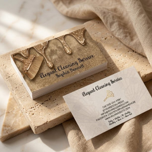 Carte De Visite Services de nettoyage de luxe Rose Elegant Maid &