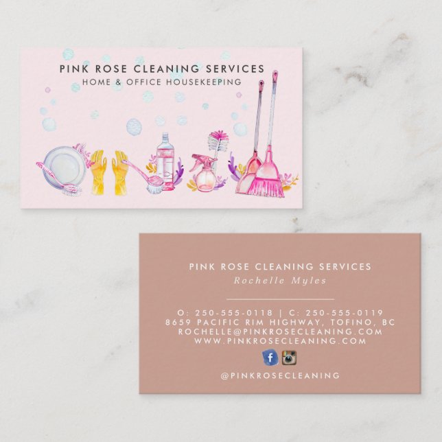 Carte De Visite Services de nettoyage de maison (Devant / Derrière)