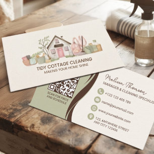 Carte De Visite Services de nettoyage de maison à l'aquarelle mode