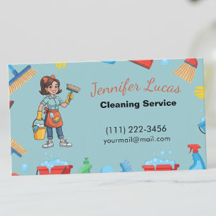 Carte De Visite Services de nettoyage de maison de femme de chambr