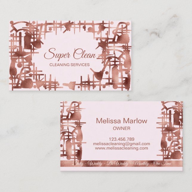 Carte De Visite Services de nettoyage de maison de ménage unique p (Devant / Derrière)