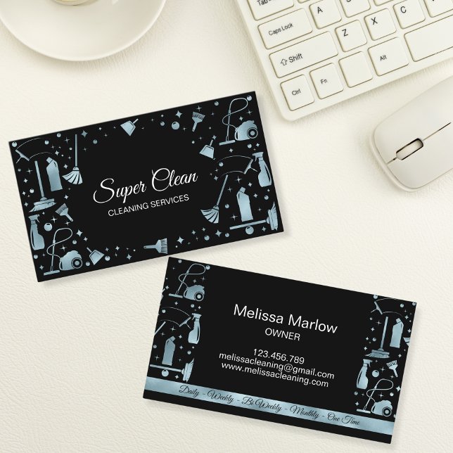 Carte De Visite Services de nettoyage de maison de ménage unique p (Créateur téléchargé)