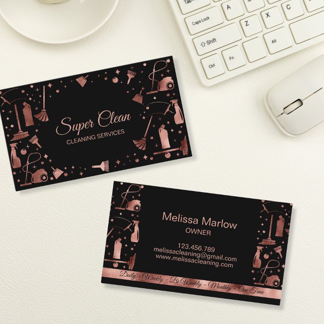 Carte De Visite Services de nettoyage de maison de ménage unique p (Créateur téléchargé)