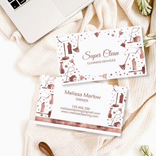 Carte De Visite Services de nettoyage de maison de ménage unique p (Créateur téléchargé)