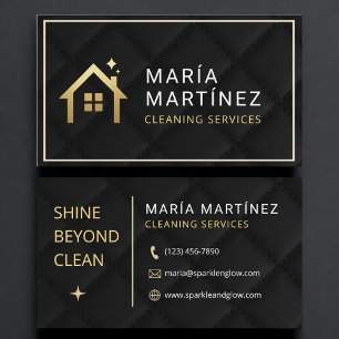 Carte De Visite Services de nettoyage de maison en or noir de luxe