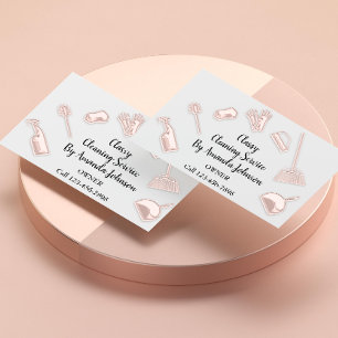 Carte De Visite Services de nettoyage de maison Gold Logo Maid Blu