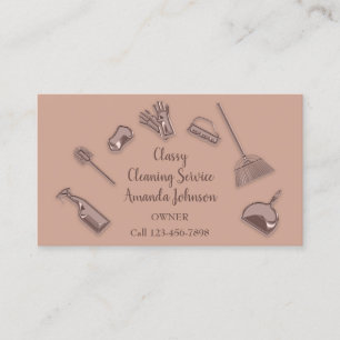 Carte De Visite Services De Nettoyage De Maison Logo Du Rose Burea