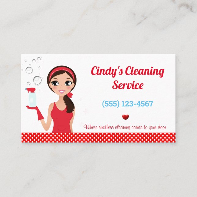 Carte De Visite Services De Nettoyage De Maison Maid (Devant)
