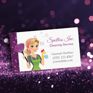 Carte De Visite Services de nettoyage de maison mignonne pour femm