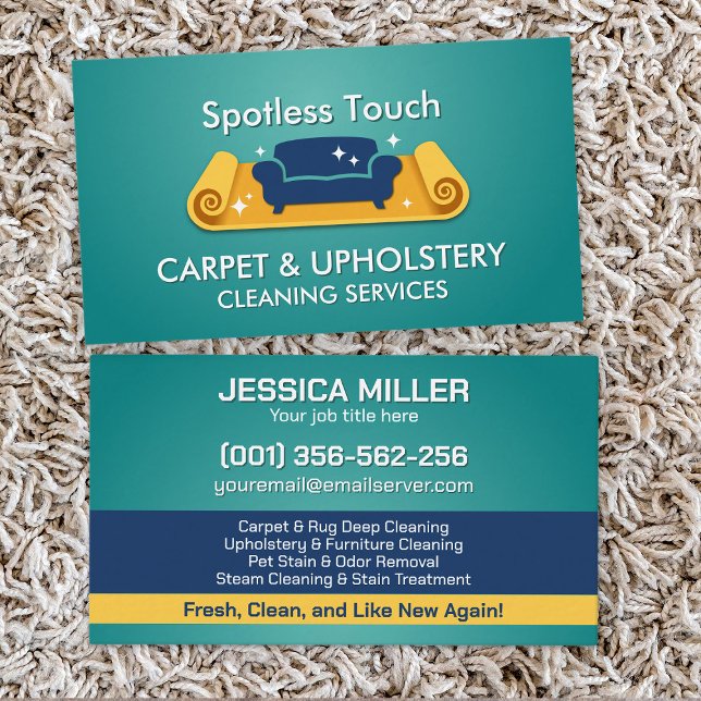 Carte De Visite Services de nettoyage de tapis et d'Upholstery (Créateur téléchargé)