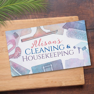 Carte De Visite Services de nettoyage - Design de style aquarelle